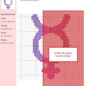 Image of a cross stitch pattern depicting a lavender-colored non-binary symbol.