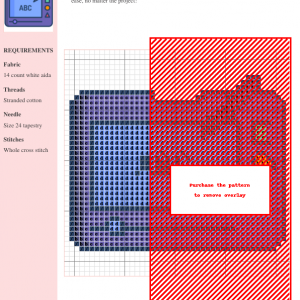 Image of a digital slate cross stitch pattern featuring the letters ABC in a simple, modern design.