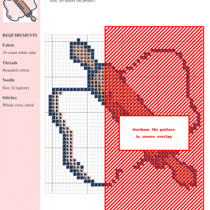 Cross stitch pattern depicting a rolling pin rolling out dough, featuring warm, earthy tones.