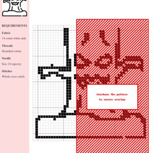 A black and white line art cross stitch pattern depicting a menacing Halloween tree with a ghoulish face.