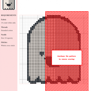 Image of a Happy Ghost cross stitch pattern. The design features a cute, smiling ghost with simple features, perfect for Halloween crafting.