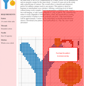 Cross-stitch pattern depicting a stylized letter Y shaped like a yo-yo.