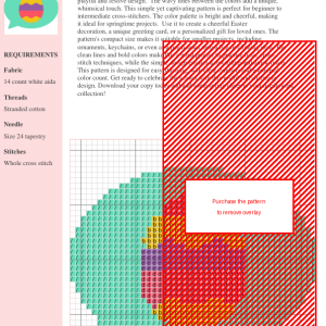 Cross stitch pattern of a colorful Easter egg inside a speech bubble.