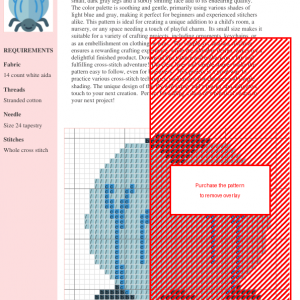 Cross stitch pattern of a cute, stylized fly in light blue and gray.