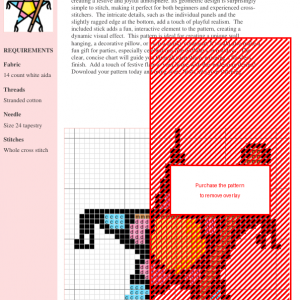 Cross stitch pattern of a whimsical piñata shaped like a star, ready to be hit with a stick.