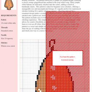 Cross stitch pattern of a charming gingerbread tree ornament, featuring orange and white colors.