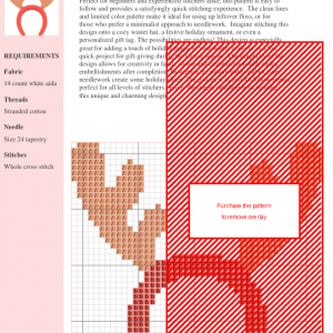 Cross stitch pattern of a cute reindeer headband, featuring coral headband and brown antlers.