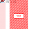 Cross stitch pattern of a cheerful Santa Claus hat in red and light blue.